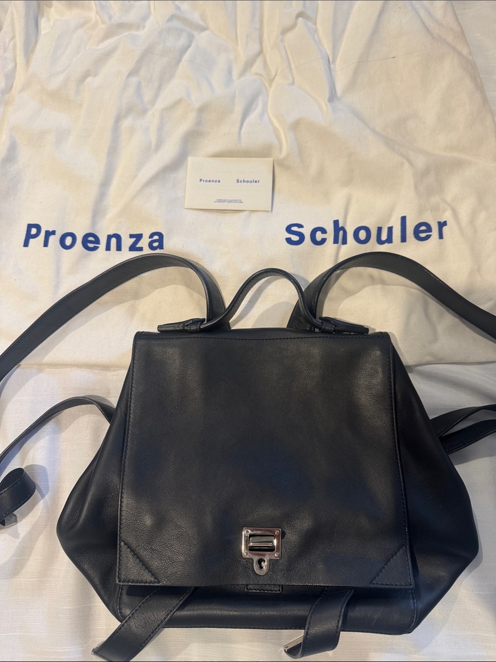 Proenza Schouler Black Leather Backpack with Silver Hardware